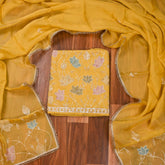 Organza Yellow Unstitched Suit